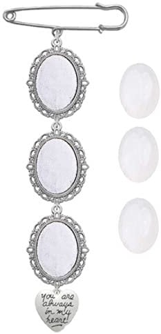 JIgeren Foto Charm Pin Wedding Bouquet Photo Charm DIY Pin Brooch Making Kit Lacy Frame Charm Oval Picture Frame with Pendant for Holiday Heart 3
