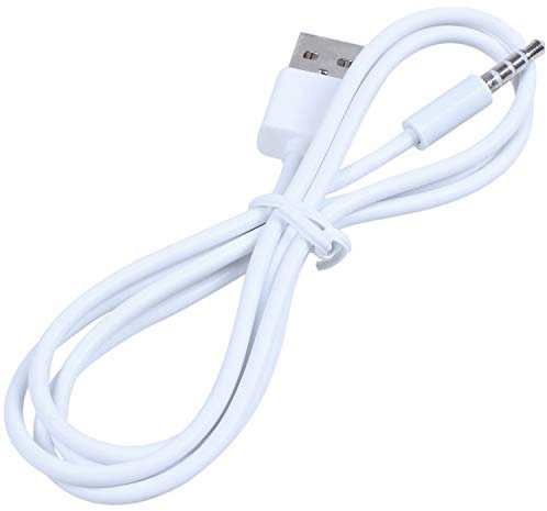 3.5mm Plug Audio AUX to USB 2.0 Plug Charging Cable 1M White