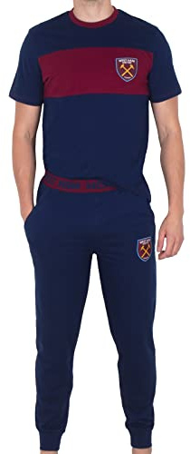 West Ham United FC Mens Pyjamas Long Premium Set Official Football Gift