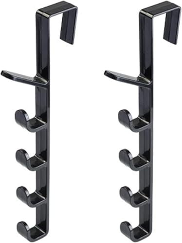 XiXiYang Over The Door Hanger, Over The Door Hooks Coat Hooks Organiser Racks Heavy-Duty Over Door Hangers for Hanging Clothes,Towels,Behind Back of Bathroom (Black)