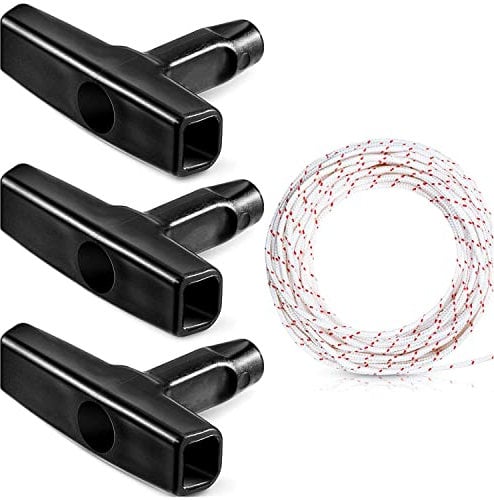 YIKAOMAI® Rückspulstartseil 10 Meter 3,0 mm Zugseil mit 3 Stück Startergriff für Rasenmäher Kettensäge Trimmer Kantenschneider Freischneider Motorteile (Typ 1)