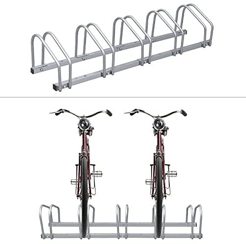 Joparri Fahrradständer für 5 Fahrräder, 35-55 mm Reifenbreite, Mehrfachständer Aufstellständer Bodenparker, Fahrrad Ständer Boden, Radständer Bodenständer, Wand-Bodenmontage Platzsparend, Verzinkt