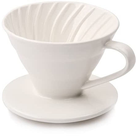 Kaffeefilter aus Porzellan, Handfilter Kaffee Filterbehälter, Permanenter Kaffeefilterhalter für 2-3 Tassen, Wiederverwendbarer Kaffeetropfer zu Manuellem Kaffee in Cafe & Hause (Weiss)