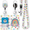 Autismus Puzzle Lanyards für Ausweise mit einziehbarer Ausweisrolle und Kartenhalter Schlüsselanhänger, Regenbogen ID Badge Halter mit Breakaway Lanyard, Lehrer, Büro Geschenke