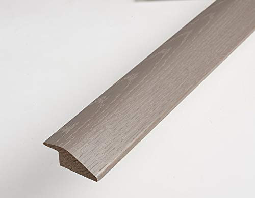 Threshold Door Strip Solid Oak R Section 12mm Ramp Reducer Trim 90cm for Wood & Laminate Flooring Medium Grey Oak