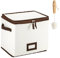 JAWAL Champagne Flute Storage - Glassware Box Organizer Chest, Container for 12 Crystal, China Stemware Glasses with Dividers, Carry Handles and Cleaning Brush