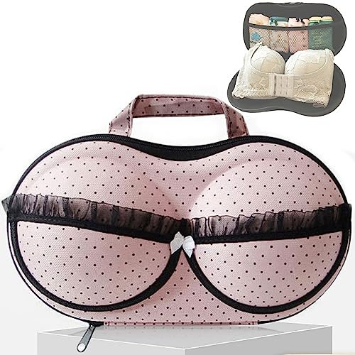 HNJZX Reise-Organizer für BH und Unterwäsche, mit Reißverschluss, tragbare BH-Aufbewahrungstasche mit Netz Reise-Dessous Organizer-Tasche für Gepäck Damen-BHs Bikin (Pink)
