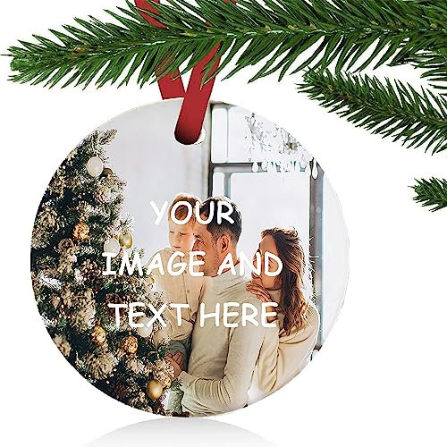 Personalisierte Foto-Ornamente, hängende Anhänger Andenken, Weihnachtsbaum dekorative Anhänger, Foto Ornamente, Keramik Weihnachtsschmuck