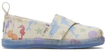 TOMS Classic Alpargata, Flacher Slipper, Natural Ocean Friends Print,
