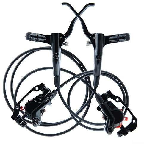 Lioaeust Hydraulisches Bremsen-Set, MTB-Fahrradbremse, hydraulische Scheibenölbremsen mit Hebelsatz, vorgefüllt mit 2 Rotoren, Fahrrad-Ersatzteil (A)