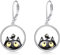 POPLYKE Schwarze Katze Ohrringe Sterling Silber Schwarze Katze Hängend Ohrringe LeverBack Ohrring Schmuck Weihnachts Geschenke für Frauen(Kreis)