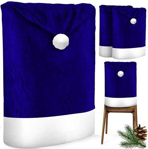 KESSER® Premium Weihnachtsstuhlüberzug 2er Set Stuhlhussen für Weihnachten Nikolausmütze Stuhlbezug Husse Weihnachtsdeko für Stühle Überzieher - Stuhlabdeckung im weihnachtlichen Design