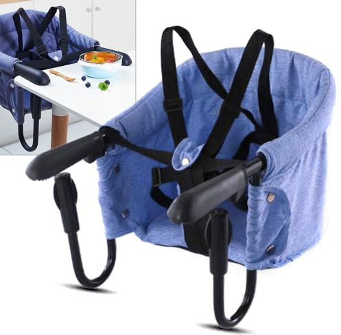 SuhoFutus Hauck hochstuhl zubehör, Tragbarer Baby-Futtersitz, Haken auf Stuhl mit Back Storage Bag Dining Hochstühle für Babys, abnehmbarer Sitz für Zuhause und Reisen (Blau), Kann 18kg Tragen