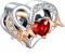 Rimgoris 925 Charm in argento sterling per bracciali da donna collana Oro rosa Festa della mamma Cuore rubino Charm Donne Bracciale Charm