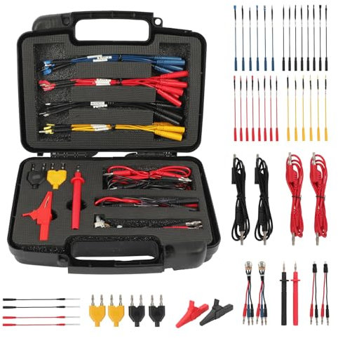 AUTOOL 48PCS Kit di conduttori di prova per multimetro in silicone con sonde di perforazione del filo sostituibili, morsetti a coccodrillo, morsetti a gancio di prova da 32A/1000V, connettori a banana