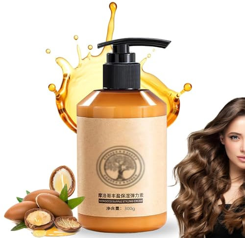 HASAGEI Shiren Zhuangshu, 300ml Langanhaltendes Styling Lockiges Haar, Marokkanisches Feuchtigkeitsspendende Elastizität Styling-Creme, Marokko- Elastizität Styling-Creme, Marokkanisches haaröl