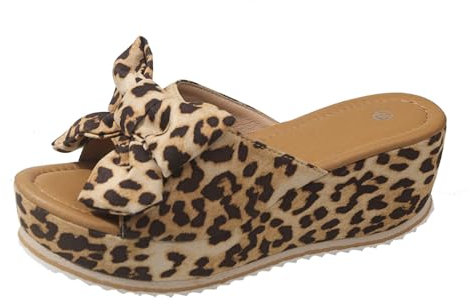 Allbestop Sandales À Plateforme À Talons Compensés pour Femmes, Nouvelles Pantoufles La Mode, Portent Un Nœud Inférieur Plat Sandales Été Confortable Compensé(Brun,39)