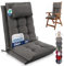 Beautissu 2er Set Premium Hochlehner Auflage mit Kopfpolster 120x50cm Sun-HL – 8cm Dick Polster Gartenstuhlauflage rutschfest Befestigungsbänder UV-Lichtechtheit 5 – Robust Stoff Uni Taupe