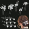 14 Stück Haarschmuck Hochzeit, Braut Hochzeit Haarnadeln, U-förmig Hochzeit Haarspangen mit Perlen und Blume, Silber Haare Brautschmuck für Frauen Mädchen Wedding Hair Pins