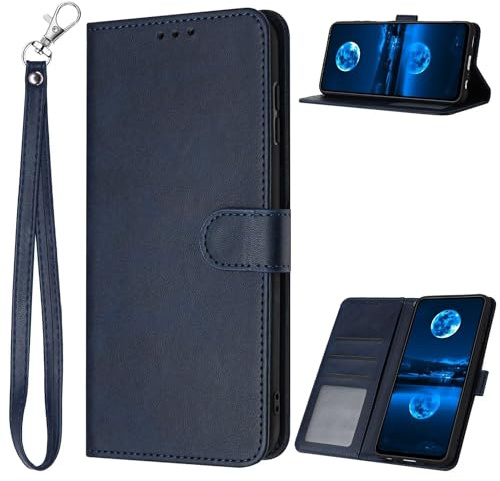 xinyunew Coque pour Samsung Galaxy J5 Pro 2017 + 2 Verre Trempé Protection,[RFID Blocage] Etui Protection Housse Premium en Cuir PU, [Fentes pour Cartes] Bouton Magnétique Flip Case -Bleu