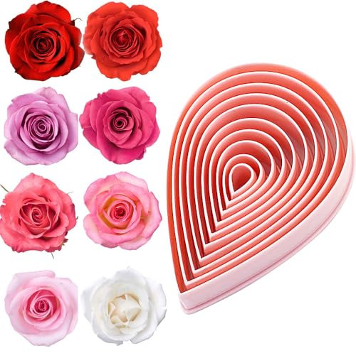 10 Stück Ausstechform Tropfen Ausstecher Tropfenform Rosenblüten Ausstechformen Blumen Ausstecher Plastik Blume Keksausstecher Blumen Blumenausstecher DIY Fondant Ausstechformen Set Cookie Cutters