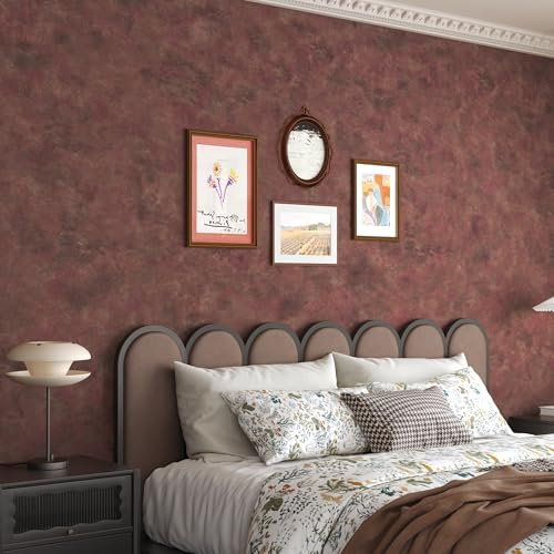 JSEVEM 31×354 Extra Thick Wide Luxury Red Gold Rusty Concrete Wallpaper Peel and Stick Metallic Industrial Concrete Contact Paper Glossy Textured Adhesive Tile Stickers for Bedroom Living Room Walls