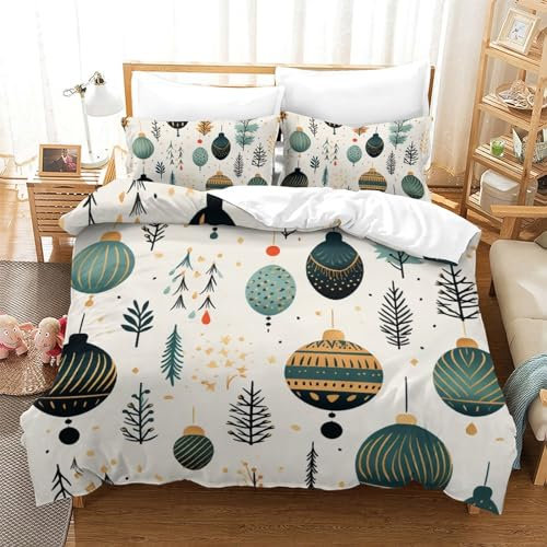 BJLZGUDFV Weihnachten 3D Gedruckt Bettwäsche Sets 3 Teilig Bettbezug-Sets Mit Kissenbezug Soft Microfaser Luxus Modern Mit Reißverschluss Für Erwachsene Und Kinder Double（200x200cm）