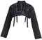 YINGWIN Gothic Long Sleeve Smock Punk Studded PU Leather Blouse High Street Cool Jacket Rave Ultra Short Zip Top Black