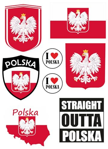 Daged Polen Aufkleber Karte 8 Stück - PKW Auto Sticker Motorrad Biker Flagge Fahne Vinyl AKN
