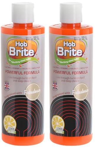 Hob Brite Ceramic, Electric, Halogen and Induction Hob Cream Cleaner - Suitable for Microwaves - NEW PACKAGING - 250ml x 2 pack (500ml total)