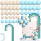 LaVenty 41 PCS Blue Rainbow Ball Cake Toppers Colorful Rainbow Cake Topper Pastel Color Balls Cupcake Toppers for Birthday Baby Shower Wedding Party