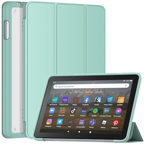Tripold Hülle für 8 Zoll Tablets Nicht für iPad TCL 8 ZollTablets (Nur für 12./10. Gen, 2024/2022/2020 Modelle) -Patamiyar Smart Stand Schutzhülle mit Auto Schlaf/Wach für 8 Zoll Tablet -Hellgrün