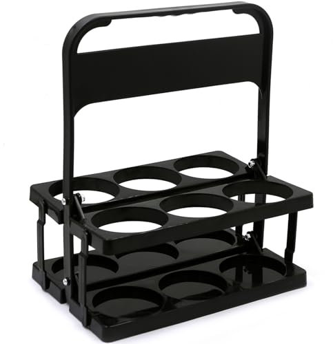 Drink Carrier with Handle,Cup Carriers for Drinks, Foldable Plastic Cup Holder, Reusable Cup Holder Carrier with Handle, (Black),6-Pack Beer Bottle Holder