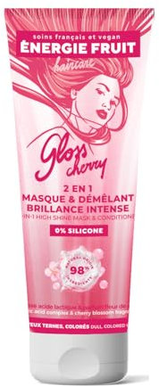ENERGIE FRUIT - Masque 2 en 1 Après-Shampoing Brillance Intense sans silicone - Gloss Cherry - Cheveux ternes en manque d'éclat - 200 ml