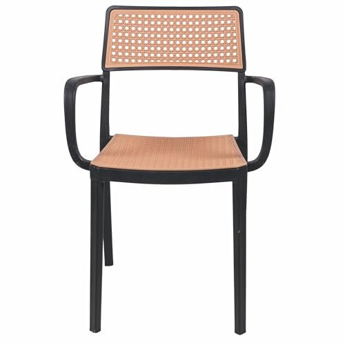 Este Chaise avec accoudoirs, Effet Paille de Vienne, en Plastique PP, 56,5 x 51 x 79,5 cm, Noir
