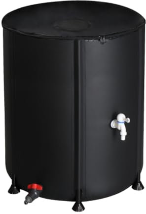 LEADZM Faltbar Regentonne, Tragbarer Wasserauffangbehälter, Regenwassertonne mit Filter Zapfhahn Überlaufset, Regenwassersammelsystem Fallrohr, Regenwassertank (190 Liter)