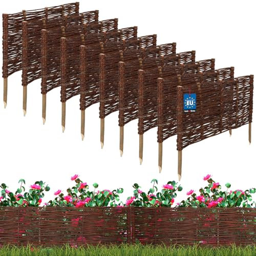 KOTARBAU® 10er Set Beetbegrenzung Weidenzaun 60 x 30 cm Zaun Beeteinfassung Beet Beetumrandung Steckzaun Rasenkante Weide Beeteinfassung Gartenzaun Zum Stecken Flexible Weidengeflecht