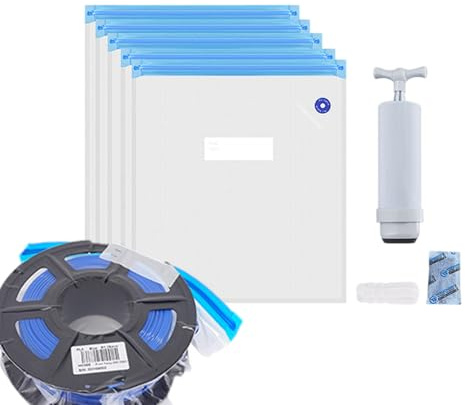 Vakuumversiegelte Beutel für Filamente - PLA -Filamente Trockner mit Klammern und Handpumpe | Ideal für die Lagerung von 3D -Filamenten, optimales Trocknen Gebrauch, Erhaltung von Plastikfilament