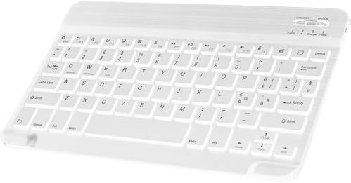 10 Bluetooth Tastiera Wireless per tablet per iOS e Android, per iPad/Samsung/Lenovo/Huawei/Xiaomi/HONOR/Doogee/HD serie tablet, Layout Italiano (Bianco)