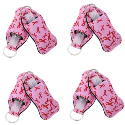 Mikinona 4 Sets Portable Outdoor Bottle Keychain of Tpe Travel Bottles Hand Wash Fluid and Neoprene Sleeves for Travel and Outdoor Activities