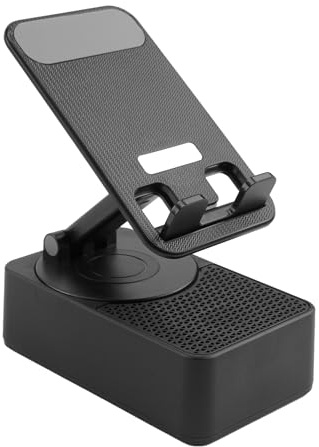 iwui Support Telephone Bureau avec Enceinte Bluetooth 3 en1, Base Anti-Dérapant, Son Surround HD, Parfait pour la Maison L'extérieur, Compatible avec iPhone iPad Android