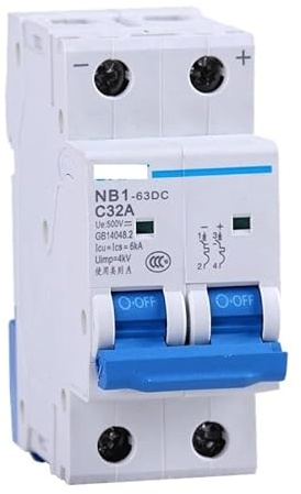 Disjoncteur vide ouvert, Panneau de disjoncteurs CC, disjoncteur bipolaire 500 V 6 kA, C1A 2A 4A 5A 6A 10A 16A 20A 25A 32A 40A 50A 63A(2A)