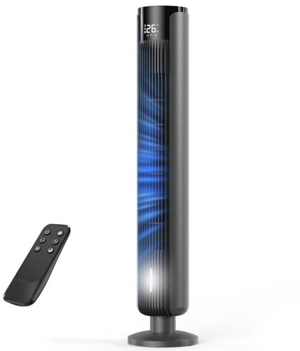 Silent Tower Fan - 70° Oscillation, 3 Speeds Settings & Sleep Mode, 12H Timer, 35dB Quiet Operation, Night Light, LED Display with Remote Control, Bladeless Cooling Fan for Bedroom Home Office