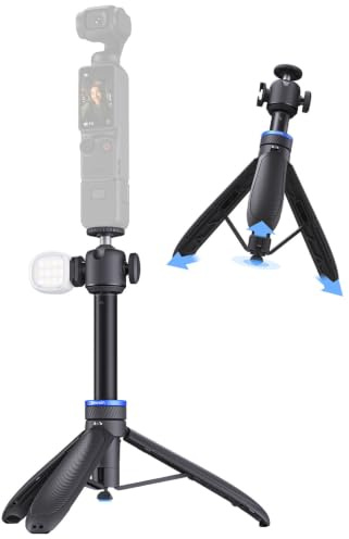 TELESIN Mini-Selfie-Stick-Stativ, 0,1 s Auto-Öffnung, DJI Osmo Pocket 3/4 | 65 cm/25,5 Zoll Stativ, kompatibel mit Insta360 Luna Pro Ultra Xtra Muse Action-Kameras, Cold-Shoe und 360°-Kugelkopf