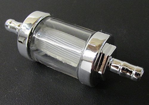 Benzinfilter Chrom 6 mm – passend für Roller, Mofa, Moped, Mokick – klarer Kraftstofffilter für Zündapp, Hercules, Kreidler, Vespa, Schaltmoped u.v.m. – Universal-Filter Ø 22 mm, 65 mm lang