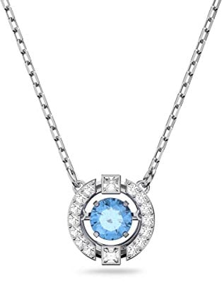 Swarovski Una Halskette, Rund, Blau, Rhodiniert