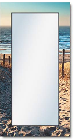 ARTLAND Wandspiegel Ganzkörperspiegel mit Holz Deko Rahmen 60x120 cm Spiegel zum Aufhängen Natur Landschaft Strand Meer Weg Nordsee Himmel T9IP