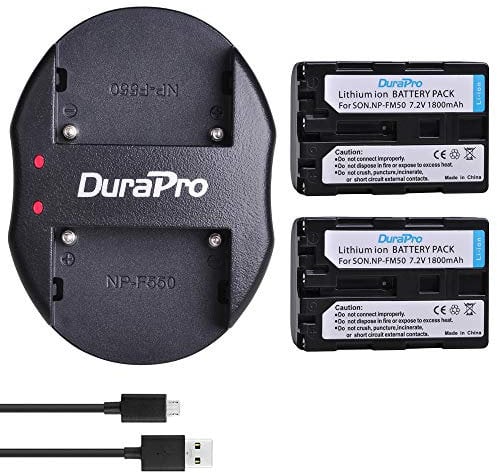 DuraPro 2Pcs NP-FM50 NP FM50 Battery + Dual USB Charger for Sony NP-FM30,NP-FM51,NP-QM50,NP-QM51,CCD-TRV128,CCD-TR108,CCD-TR208,CCD-TR408,CCD-TR748,CCD-TRV106,CCD-TRV107,CCD-TRV108 Cameras