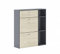 Skraut Home – Schuhschrank – 102 x 90 x 26 cm – Kapazität für 12 Paar Schuhe – 2 Flügeltüren + 1 Schublade – Windmodell – Grau/Eiche-Finish
