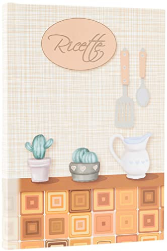 Ricettario personale da scrivere con 3 Segnalibri pietanze con 60 fogli (120 pagine non numerate) in carta avorio a righe, cactus